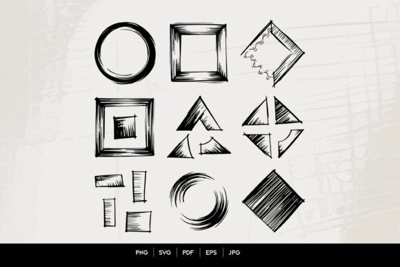 Download Hand Drawn Geometric Shape Frame Set - Geometric shape Collection