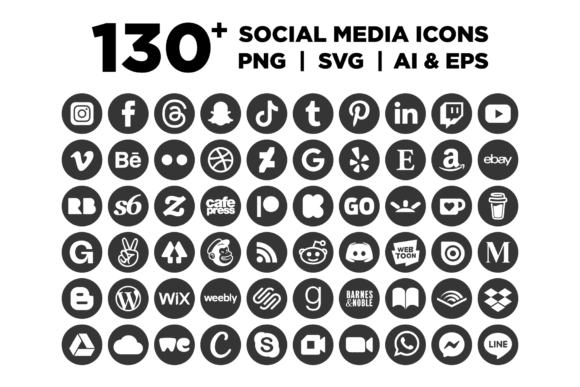 Download Dark Gray Circle Social Media Icons Set - Icon Collection