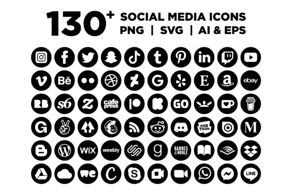 Download Black Circle Social Media Icons Set - Icon Collection