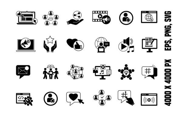 Download Black Set of Social Media Icons - Icon Collection