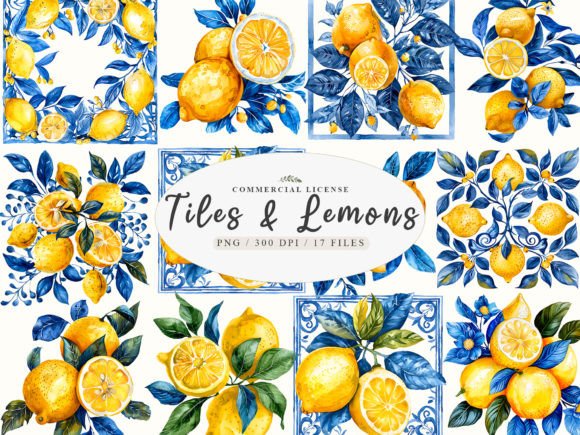 Download Portuguese Tiles, Lemon Branch Print - Print Collection