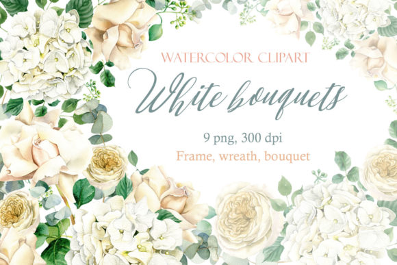 Download Wedding Frame White Roses,Eucalyptus - Wedding frame Collection