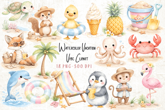 Download Watercolor Vacation Vibe Clipart PNG - Vibe Collection