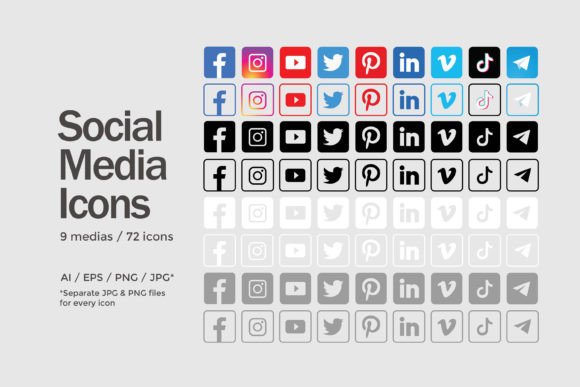 Download Square Social Media Icons Set - 72 Icons - Icon Collection