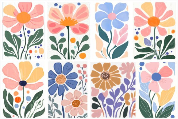Download Abstract Boho Flowers Matisse PNG Bundle - Abstract boho Collection