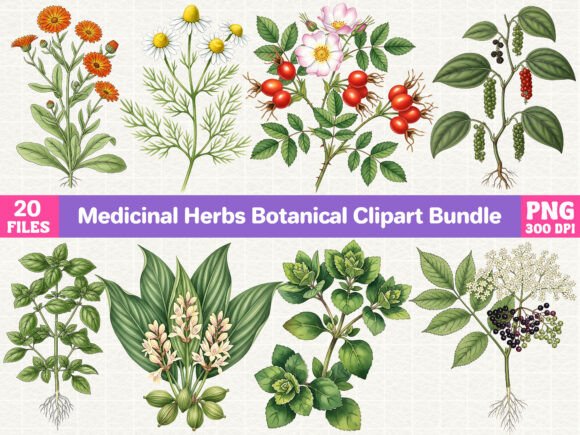Download Medicinal Herbs Botanical Clipart Bundle - Botanical Collection
